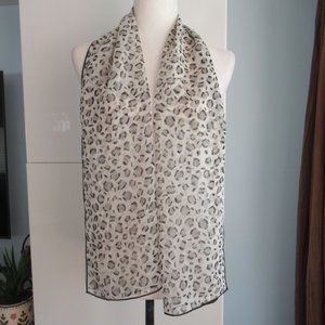 Vintage ECHO SILK SCARF Animal Print Gray, Black, White 14" X 58"